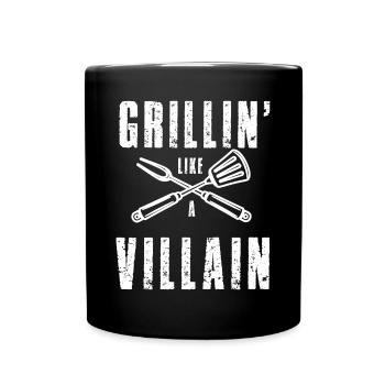 Lustiger Grill-Spruch I Grillen Motiv - Tasse einfarbig - Schwarz - Vorne