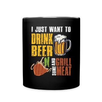 Lustiger Grill-Spruch I Grillen Motiv - Tasse einfarbig - Schwarz - Vorne