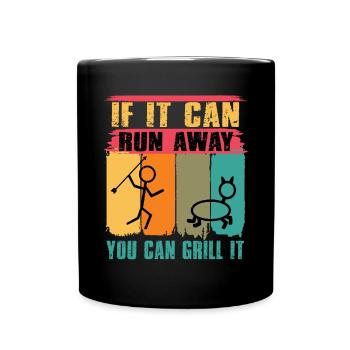 Lustiger Grill-Spruch I Grillen Motiv - Tasse einfarbig - Schwarz - Vorne