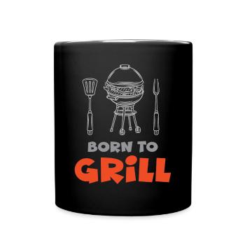 Lustiger Grill-Spruch I Grillen Motiv - Tasse einfarbig - Schwarz - Vorne