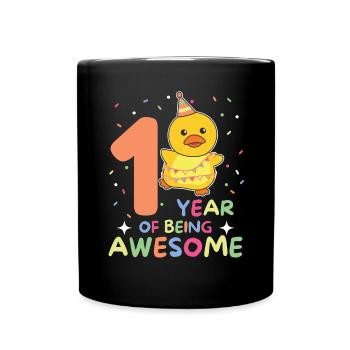Duck for 1st birthday for children one year old - Full Colour Mug - black - Front