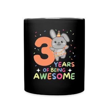 Lapin pour les enfants de trois ans qui fêtent leurs 3 ans - Mug uni - noir - Devant