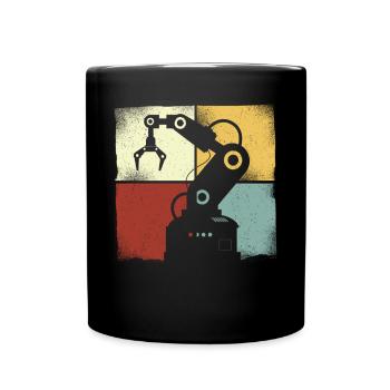 Robot Robotics Engineer Retro - Full Colour Mug - black - Front
