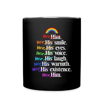 Lesbian Pride LGBT Lesbian Couple Rainbow Flag - Full Colour Mug - black - Front