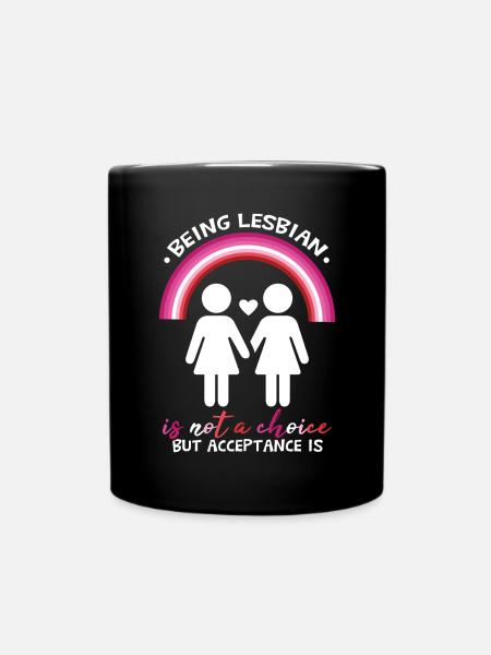 Lesbisches Zitat LGBT Pride Lesbische Regenbogenflagge - Tasse einfarbig - Schwarz