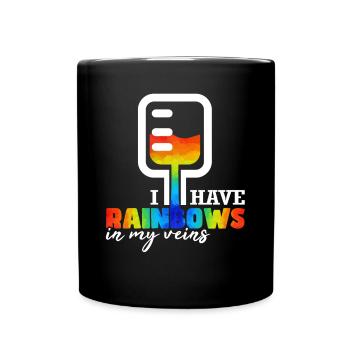 Ich habe Regenbogen in meinen Adern - Tasse einfarbig - Schwarz - Vorne