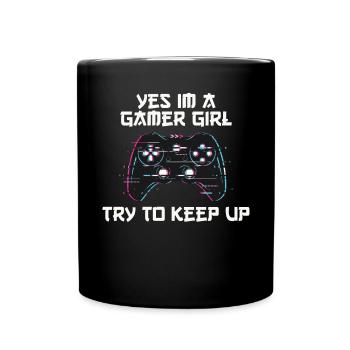 Oui, je suis une fille gamer qui essaie - Mug uni - noir - Devant