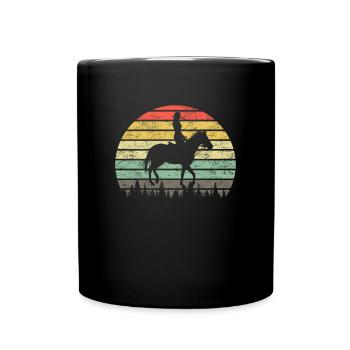 Pferd Reiterin Retro Vintage Sunset Pferde Reiter - Tasse einfarbig - Schwarz - Vorne