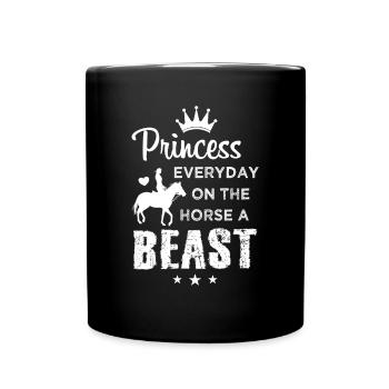 Princess Beast Reiterin Prinzessin Pferde Spruch - Tasse einfarbig - Schwarz - Vorne