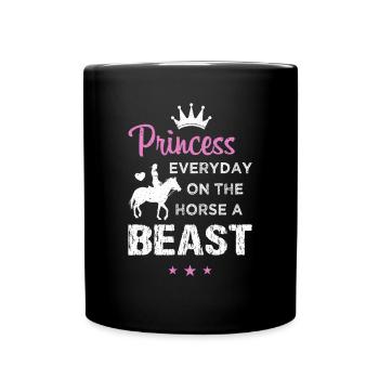 Princess Everyday Beast Reiterin Pferde Spruch - Tasse einfarbig - Schwarz - Vorne
