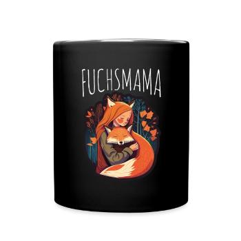 Fuchs Fuchsmama Fuchsliebe Natur Wald Mädchen - Tasse einfarbig - Schwarz - Vorne