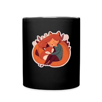 Fuchs Fuchsmama Fuchsliebe Natur Wald Mädchen - Tasse einfarbig - Schwarz - Vorne