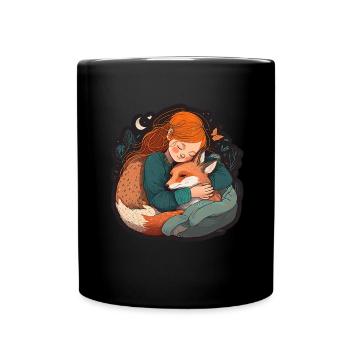 Fuchs Fuchsmama Fuchsliebe Natur Wald Mädchen - Tasse einfarbig - Schwarz - Vorne