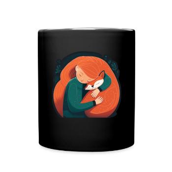 Fuchs Fuchsmama Fuchsliebe Natur Wald Mädchen - Tasse einfarbig - Schwarz - Vorne