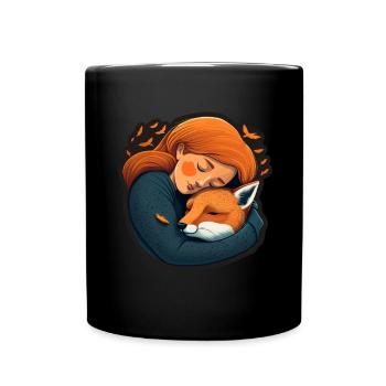 Fuchs Fuchsmama Fuchsliebe Natur Wald Mädchen - Tasse einfarbig - Schwarz - Vorne
