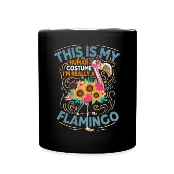 Flamingo Fasching - Tasse einfarbig - Schwarz - Vorne