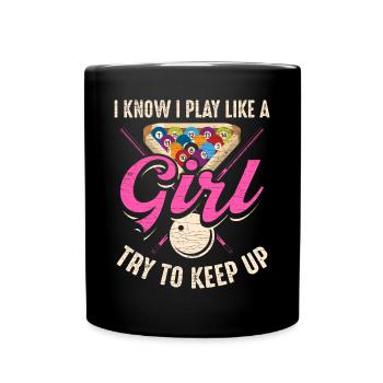 Damen Billard Poolbillard - Tasse einfarbig - Schwarz - Vorne