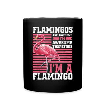 Flamingo Geschenkidee - Tasse einfarbig - Schwarz - Vorne