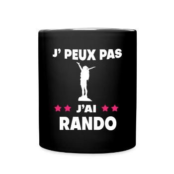 Je peux pas j'ai rando femme randonneuse - Mug uni - noir - Devant