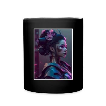 Geisha Anime Japon Vaporwave Anime Futuriste - Mug uni - noir - Devant