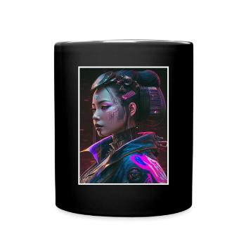 Geisha Anime Japon Vaporwave Anime Futuriste - Mug uni - noir - Devant