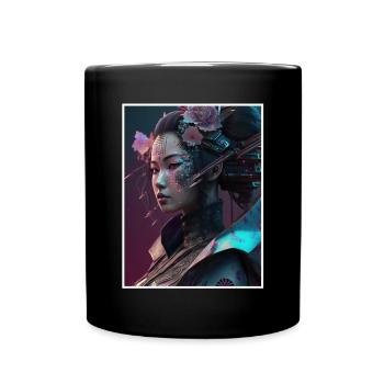 Geisha Anime Japon Vaporwave Anime Futuriste - Mug uni - noir - Devant