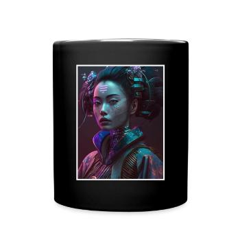 Geisha Anime Japon Vaporwave Anime Futuriste - Mug uni - noir - Devant