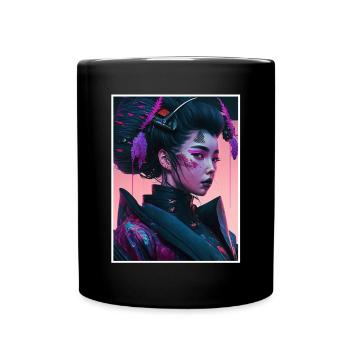 Geisha Anime Japon Vaporwave Anime Futuriste - Mug uni - noir - Devant
