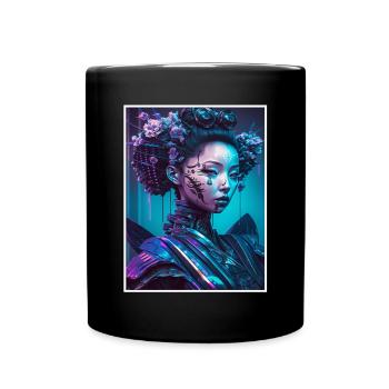 Geisha Anime Japon Vaporwave Anime Futuriste - Mug uni - noir - Devant