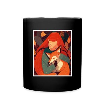 Fuchs Fuchsmama Fuchsliebe Natur Wald Mädchen - Tasse einfarbig - Schwarz - Vorne