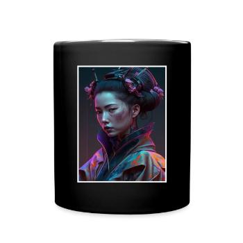 Geisha Anime Japon Vaporwave Anime Futuriste - Mug uni - noir - Devant