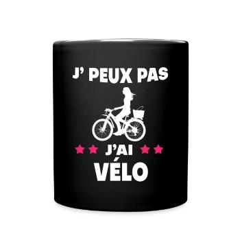 Je peux pas j'ai vélo femme cycliste - Mug uni - noir - Devant