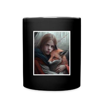 Fuchs Fuchsmama Fuchsliebe Natur Wald Mädchen - Tasse einfarbig - Schwarz - Vorne