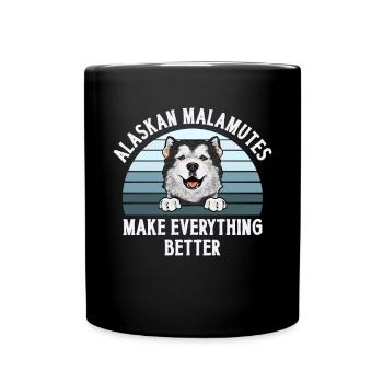 Alaskan Malamute Hund - Tasse einfarbig - Schwarz - Vorne