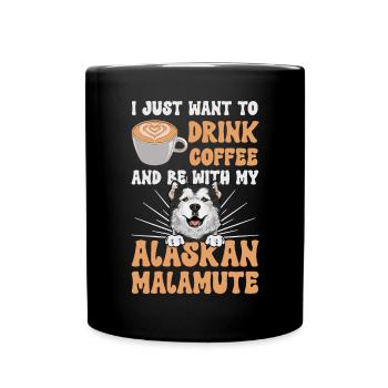 Alaskan Malamute Hund - Tasse einfarbig - Schwarz - Vorne