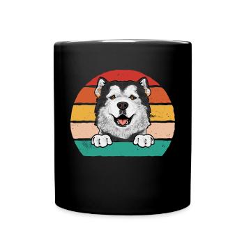 Alaskan Malamute Hund - Tasse einfarbig - Schwarz - Vorne