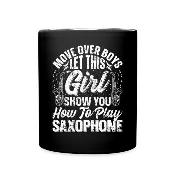 Laissez cette fille vous montrer comment jouer du saxophone saxop - Mug uni - noir - Devant