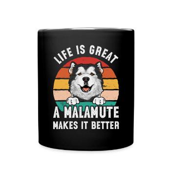 Alaskan Malamute Hund - Tasse einfarbig - Schwarz - Vorne