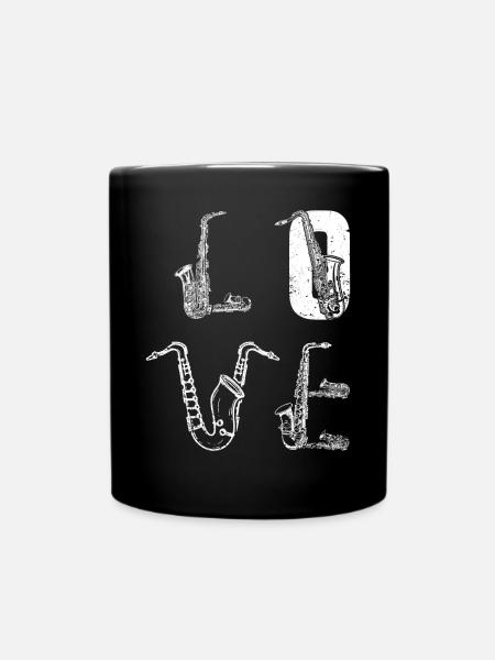 Saxophoniste Saxophoniste Saxophone LOVE - Mug uni - noir