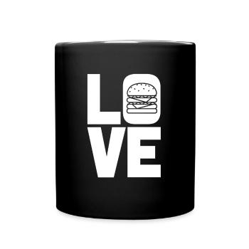 Liebe Burger Fast Food - Tasse einfarbig - Schwarz - Vorne