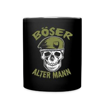 Böser Alter Mann Totenkopf Camouflage Opa - Tasse einfarbig - Schwarz - Vorne