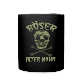 Böser Alter Mann Totenkopf mit Camouflage - Tasse einfarbig - Schwarz - Vorne