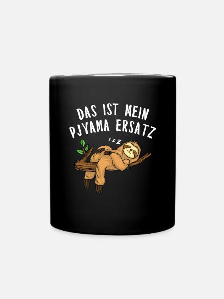 Faultier Tshirt Damen Herren Faul Müde Bürohumor - Tasse einfarbig - Schwarz