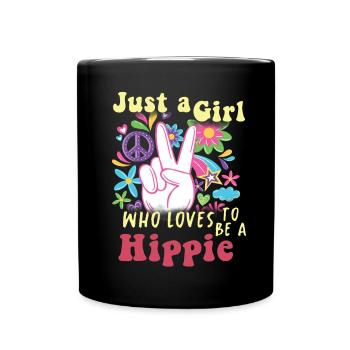 Hippie Peace Groovy Flowerpower Boho Woodstock - Full Colour Mug - black - Front