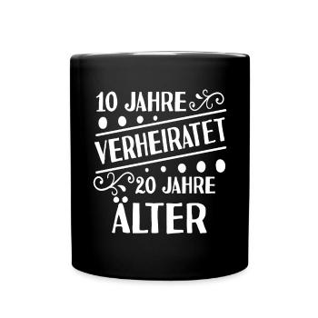 Rosenhochzeit 10. Jahrestag Ehepaar Jubiläum - Tasse einfarbig - Schwarz - Vorne
