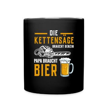 Holz Geschenke Chainsaw Kettensäge Waldarbeiter - Tasse einfarbig - Schwarz - Vorne