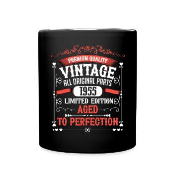 1955 Geburtsjahr Geboren Geburtstag Vintage - Tasse einfarbig - Schwarz - Vorne