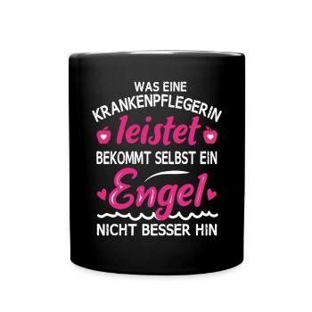 Geschenk Pflegerin Pflege Krankenpflegerin - Tasse einfarbig - Schwarz - Vorne