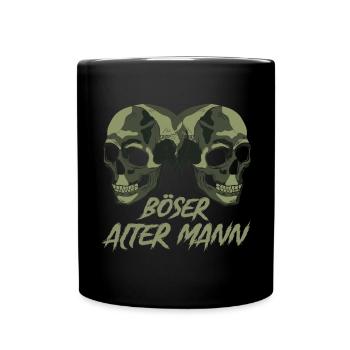 Totenkopf Böser Alter Mann Spruch Camouflage - Tasse einfarbig - Schwarz - Vorne