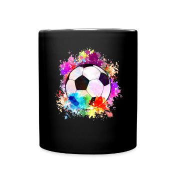 Fußball Tshirt Herren Damen Soccer Football - Tasse einfarbig - Schwarz - Vorne